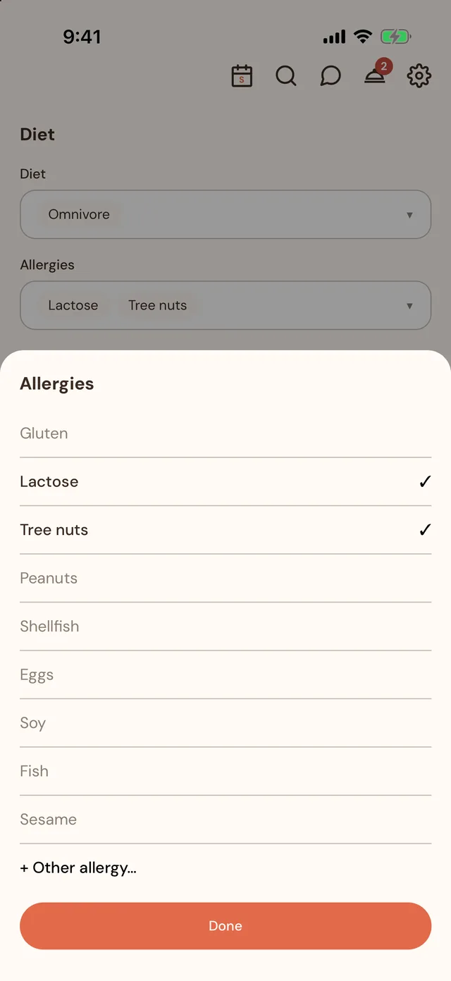 Diets and allergies